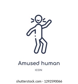 Linear amused human icon from Feelings outline collection. Thin line amused human icon vector isolated on white background. amused human trendy illustration