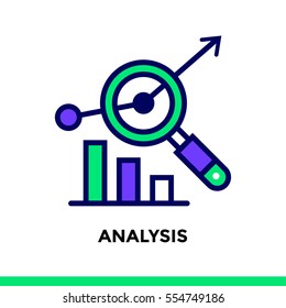 Linear analysis icon for new business. Pictogram in outline style. Vector flat line icon suitableÂ for mobile apps,Â websites  and illustration 