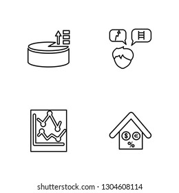 Linear Analytics, Line chart, Growth, Mortgage Vector Illustration Of 4 outline Icons. 