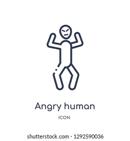 Linear angry human icon from Feelings outline collection. Thin line angry human icon vector isolated on white background. angry human trendy illustration