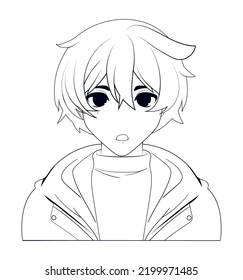 linear anime boy isolated icon
