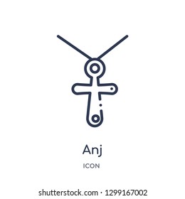 Linear anj icon from Jewelry outline collection. Thin line anj icon isolated on white background. anj trendy illustration