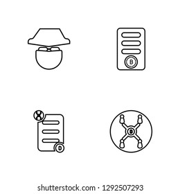 Linear Anonymity, Bitcoin, Bitcoin, Bitcoin Vector Illustration Of 4 outline Icons.