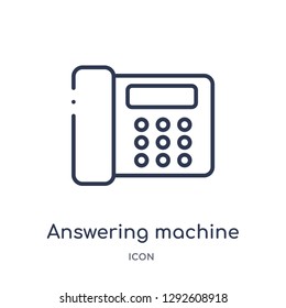 Linear answering machine icon from Electronic devices outline collection. Thin line answering machine icon vector isolated on white background. answering machine trendy illustration