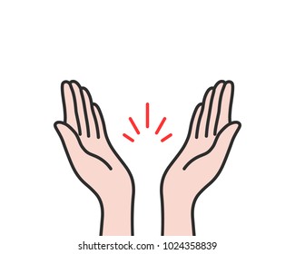 linear applause icon isolated on white. contour flat style minimal logo graphic cartoon art design element. concept of clapping arms like command work and good evaluation or cool assessment