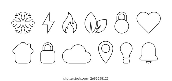 conjunto de ícones de aplicação linear. Conjunto de ícones da Web