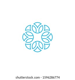 Linear arabesque. Logo. Abstract flower. Isolated arabesque on white background