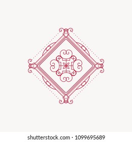 Linear arabic ornament. Vector emblem for logos and decorative design