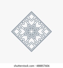 Linear arabic ornament. Vector emblem for logos and decorative design