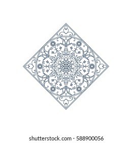 Linear arabic ornament. Vector emblem for logos and decorative design