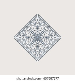 Linear arabic ornament. Vector emblem for logos and decorative design
