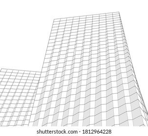 Dibujo arquitectónico lineal Ilustración 3d