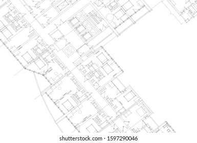linear architectural drawing, vector illustration