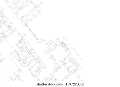 linear architectural drawing, vector illustration