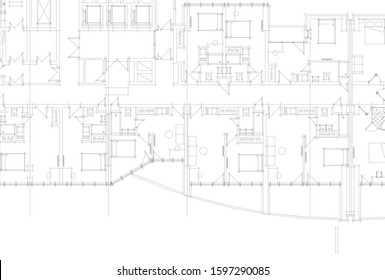 Black White Floor Plans Modern Apartment Stock Vector (Royalty Free ...