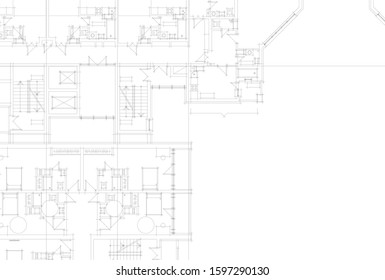 linear architectural drawing, vector illustration