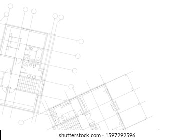 linear architectural drawing, vector illustration