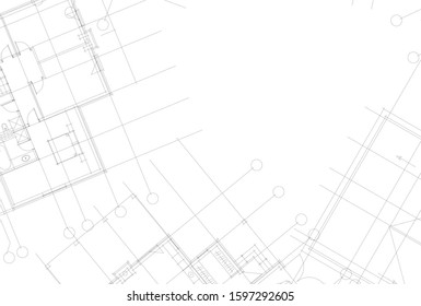 linear architectural drawing, vector illustration