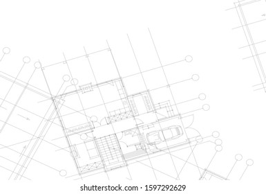 linear architectural drawing, vector illustration
