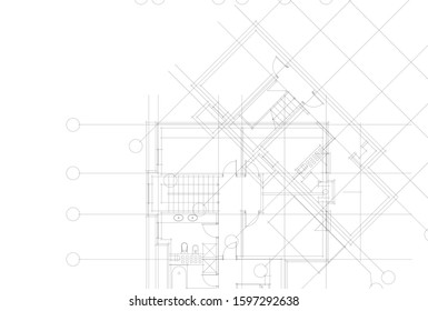 linear architectural drawing, vector illustration