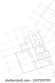 linear architectural drawing, vector illustration