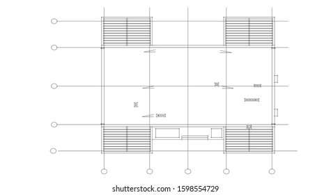 linear architectural drawing, vector illustration