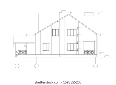 linear architectural drawing, vector illustration