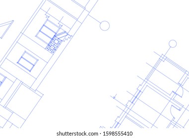 linear architectural drawing, vector illustration