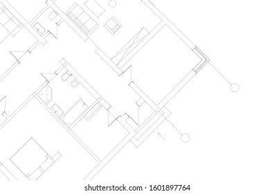 linear architectural drawing, vector illustration