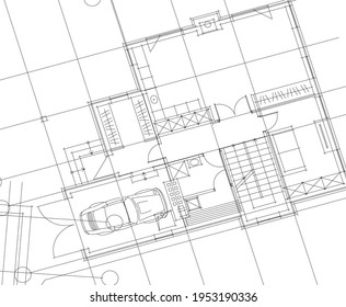 ilustración de vector de dibujo de arquitectura lineal