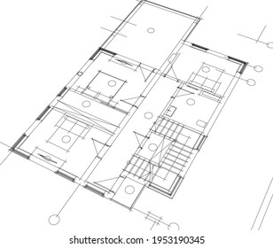 ilustración de vector de dibujo de arquitectura lineal