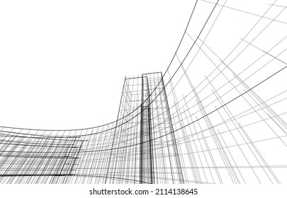 Ilustración del vector de dibujo de arquitectura lineal