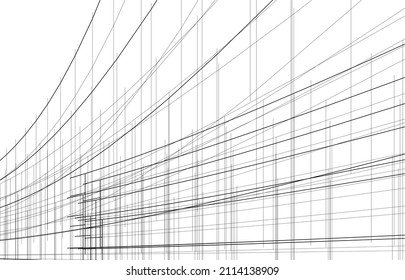 Linear architectural drawing vector illustration