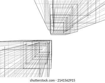 Linear architectural drawing vector illustration
