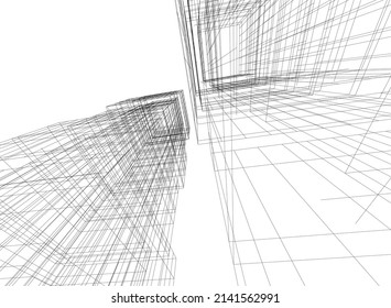 Ilustración del vector de dibujo de arquitectura lineal