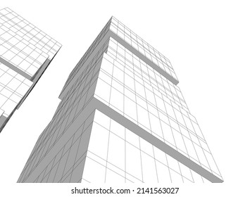 Linear architectural drawing vector illustration