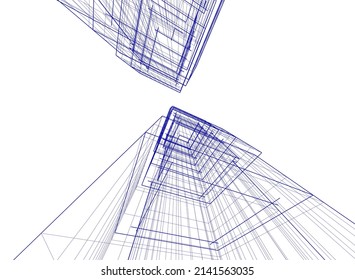 Linear architectural drawing vector illustration