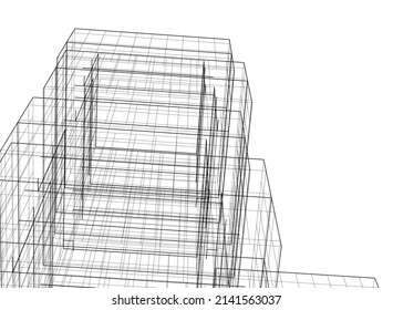 Linear architectural drawing vector illustration