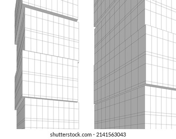 Linear architectural drawing vector illustration