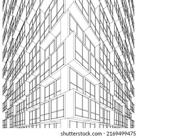 Linear architectural drawing vector illustration