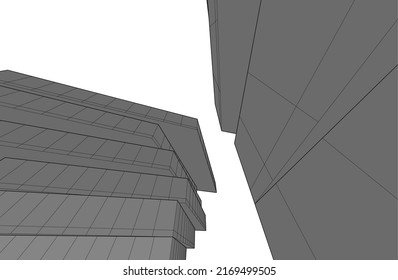 Linear architectural drawing vector illustration