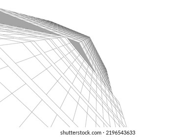 Linear architectural drawing vector illustration