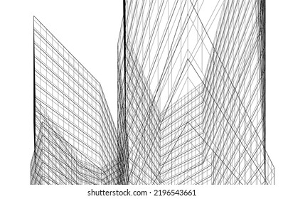 Linear architectural drawing vector illustration