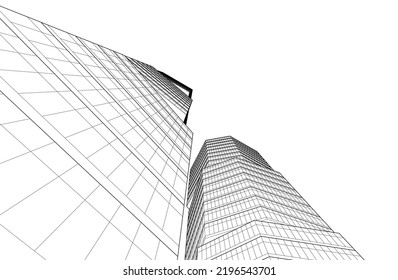 Linear architectural drawing vector illustration