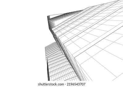 Linear architectural drawing vector illustration