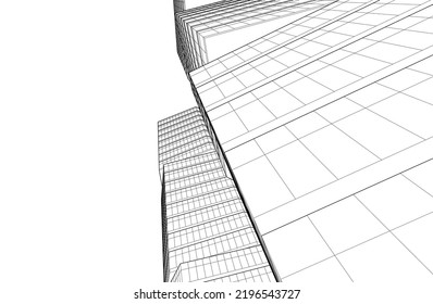 Linear architectural drawing vector illustration