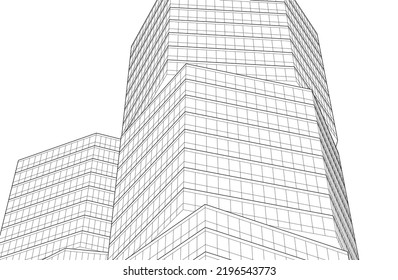 Linear architectural drawing vector illustration