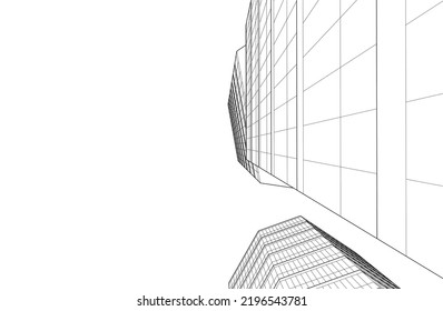 Linear architectural drawing vector illustration