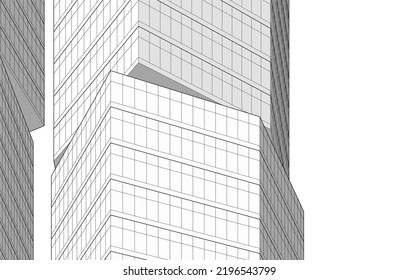 Linear architectural drawing vector illustration