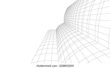 Linear architectural drawing vector illustration